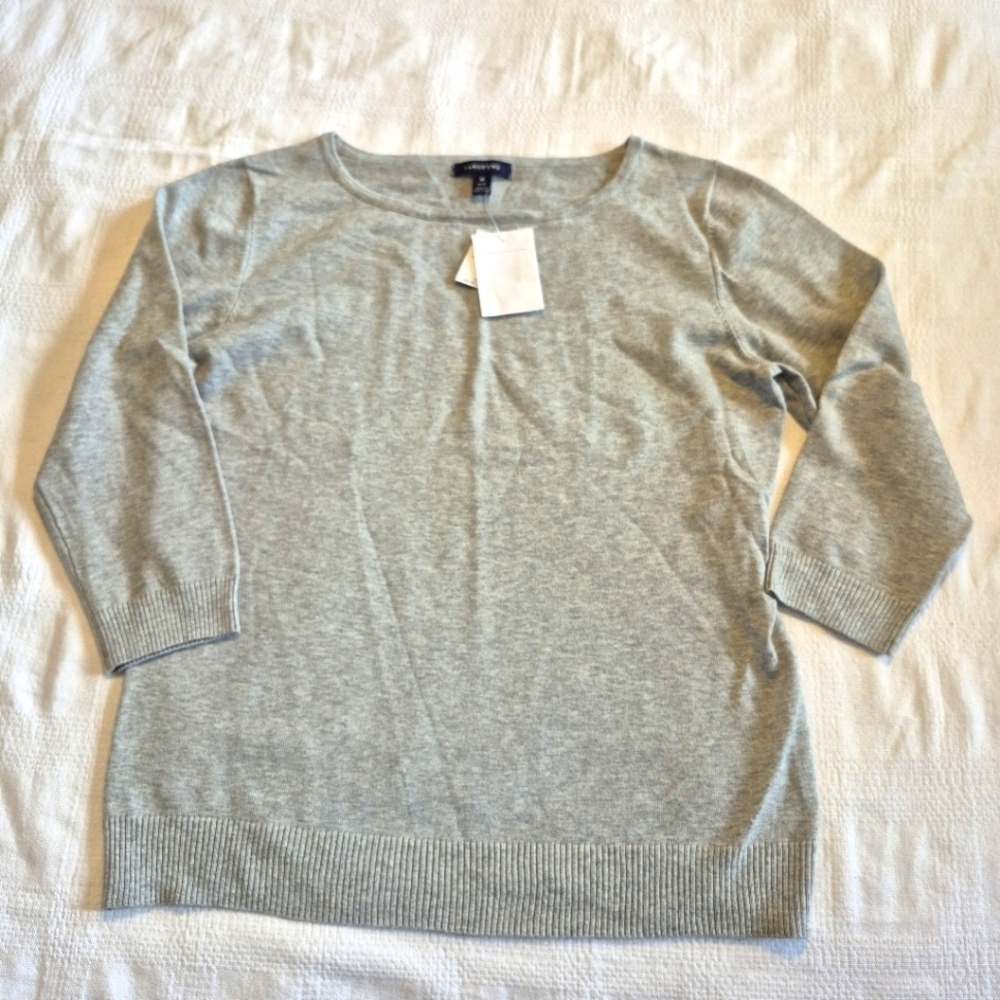 Lands' End women's Medium 10/12 3/4 sleeve fine knit boatneck sweater NWT
